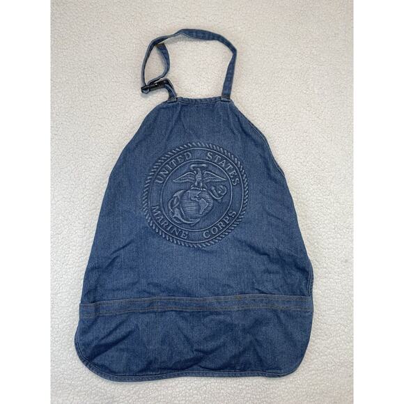 Vintage United States Marine Corps Semper Fidelis Denim Apron Embossed Logo USA - Picture 1 of 8